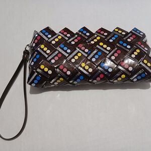 Ecoist Brown Polka Dot Recycled Candy Wrapper Small Handbag Wristlet